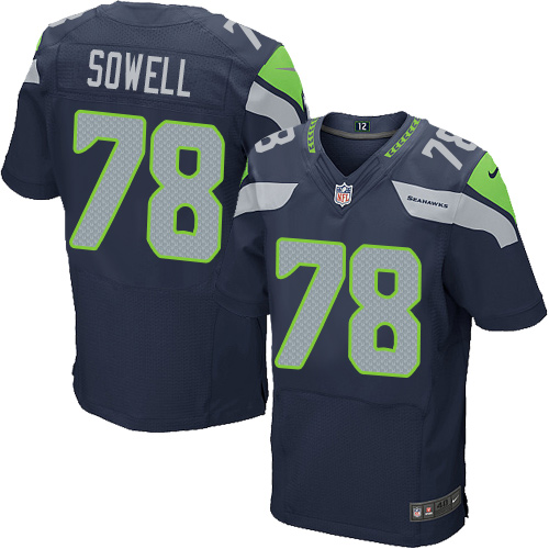 Men's Elite Bradley Sowell Nike Jersey Navy Blue Home - #78 NFL Seattle Seahawks